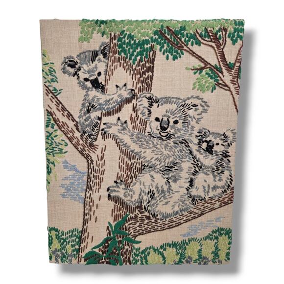 Vintage Crewel Koala Bear Baby Bears Finished Piece 13.5"x17.5" Eucalyptus - Picture 1 of 11